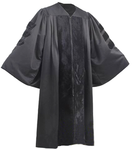 Doctoral Gown Black Color with Velvet Sleeves and Front in Matte Finish