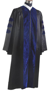 Premium Doctoral Gown with Velvet Sleeves and Front - Matte Finish
